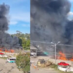 Un voraz incendio se presenta en un parqueadero de Rionegro , ya lo están apagando