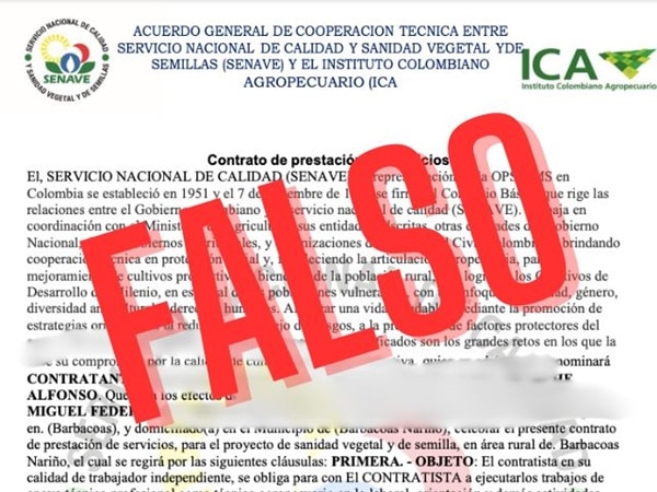 Desde el ICA advirtieron  que en Nariño no se ha celebrado ningún acuerdo de cooperación técnica con el Servicio Nacional de Calidad y Sanidad Vegetal.