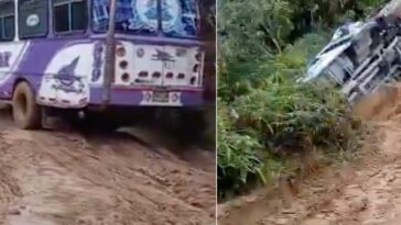 Así fue el angustiante momento cuando bus se precipitó por un barranco en Tolima: video