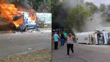 Video: ambulancia chocó contra un árbol y se prendió en llamas en plena calle de Neiva
