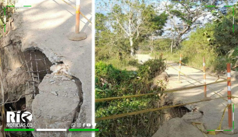 Cerrado paso de vehículos pesados y buses en vía Martinica-Leticia-Loma Verde por falla técnica de box coulvert