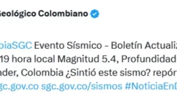 Fuerte temblor en la Mesa de Los Santos, Santander, se sintió en Bogotá y Cundinamarca