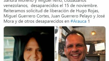 La ONU pide la liberación de dos venezolanos secuestrados en Arauca