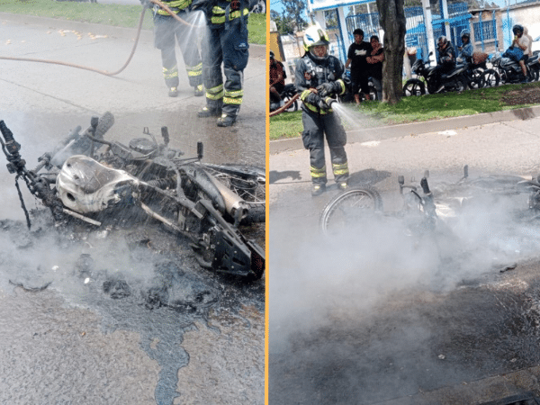 El cuerpo de bomberos atendieron el incendio de motocicleta registrado en la Avenida Mijitayo de Pasto.