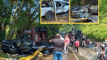 Hay derrame de combustible en el sector El Pescador, vía Piendamó, Cauca; por el accidente múltiple. Al menos cuatro vehículos involucrados y personas atrapadas.