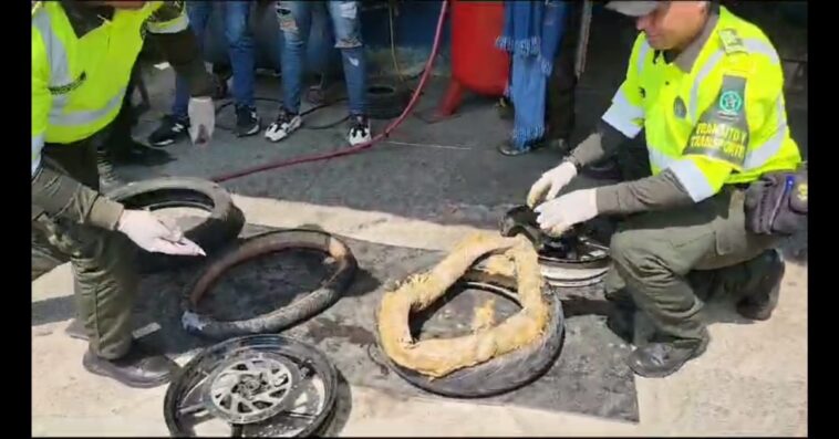 Tres hombres fueron capturados por transportar cocaína en las llantas de sus motos