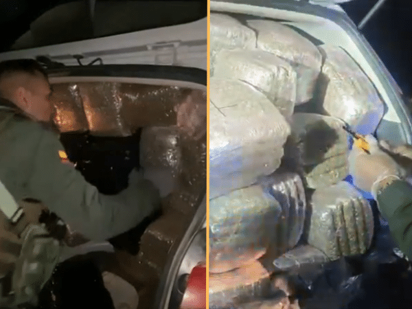 Se logró la incautación de 500 kilogramos de marihuana, dos equipos móviles y una camioneta color gris, en la vía Pasto -Mojarras.