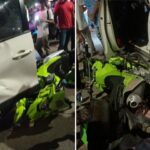 Dos policías heridos en aparatoso accidente