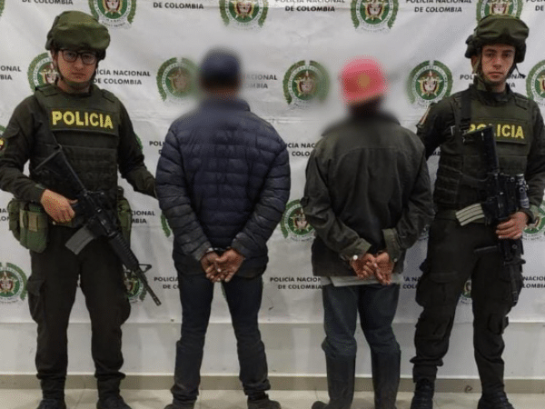 Cuando los hombres fueron sorprendidos llevaban metro y medio de madera de eucalipto blanco talando en el Contadero, Nariño. No tenían permiso para estar talando árboles.