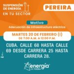 Suspensiones programadas por Energía de Pereira para esta semana