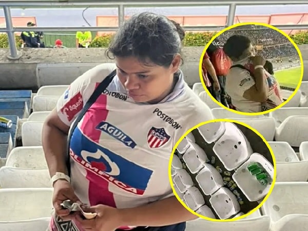 Vendedora de cervezas en el estadio de Barranquilla.