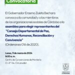 Gobernador Erasmo Zuleta convoca a todos los sectores sociales para la conformación del Consejo Departamental de Paz