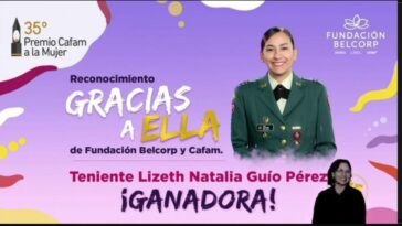Oficial del Ejército Nacional, representando al Huila, recibió reconocimiento honorífico en el Premio Mujer Cafam.