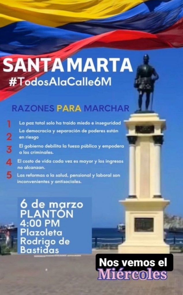 Santa Marta se une a la marcha nacional de este 6 de Marzo