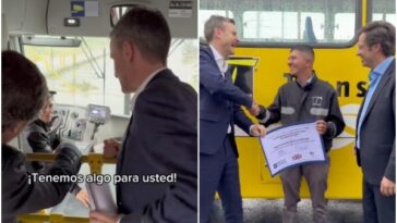 Embajada británica da regalazo a conductor de bus que estudia inglés en cada cambio de semáforo en Bogotá
