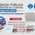 Instituto Financiero de Casanare rinde cuentas el 24 de mayo