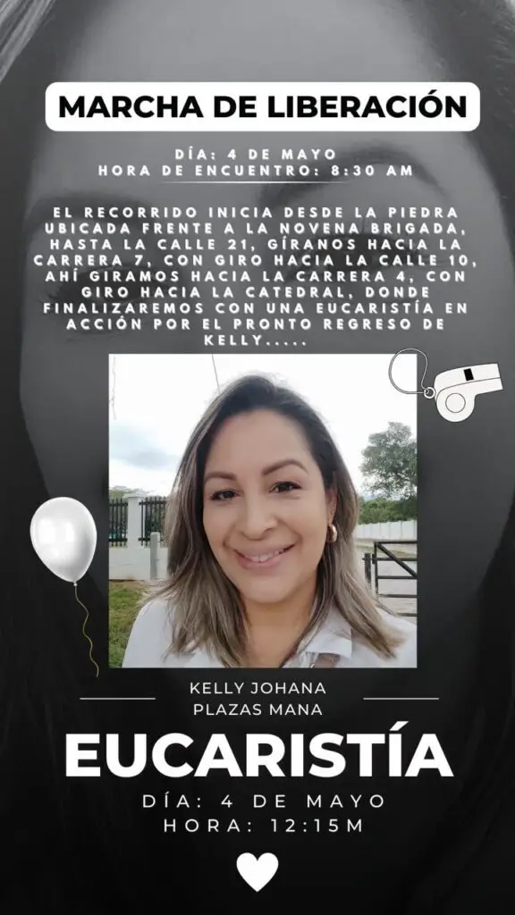 Marcha en Neiva por el pronto regreso Kelly Johana Plazas