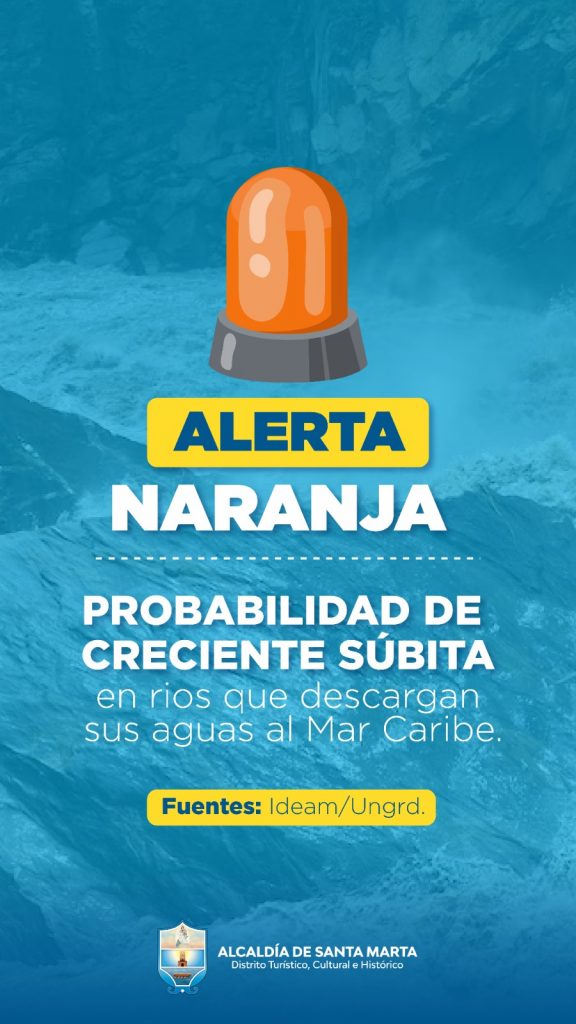 Alerta naranja por amenaza de crecientes súbitas en Santa Marta