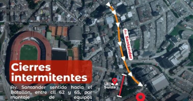 Desde el 18 hasta el 25 de junio se tendrá un cierre vial en un sector de la Avenida Santander