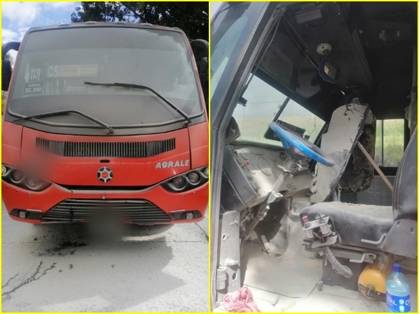Según versiones del mismo conductor un cortocircuito en el compartimento del motor pudo haber originado la conflagración del bus en Pasto.