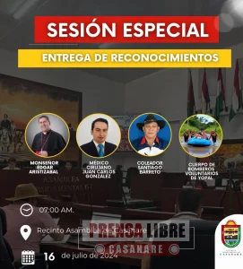 Condecoraciones hoy en la Asamblea Departamental de Casanare