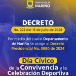 Gobernador de Nariño declara día cívico el 15 de julio de 2024
