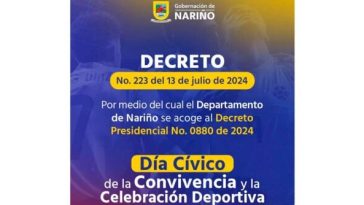 Gobernador de Nariño declara día cívico el 15 de julio de 2024