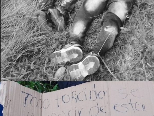 Hallan dos cuerpos abandonados en zona rural de Caloto, Cauca, junto a un panfleto amenazante
