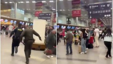 Escalofriante escena en el Aeropuerto El Dorado; hombre se autolesionó frente a viajeros