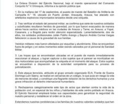 25 heridos y dos militares muertos Dejó el ataque del ELN contra la base militar Puerto Jordán, en Arauca