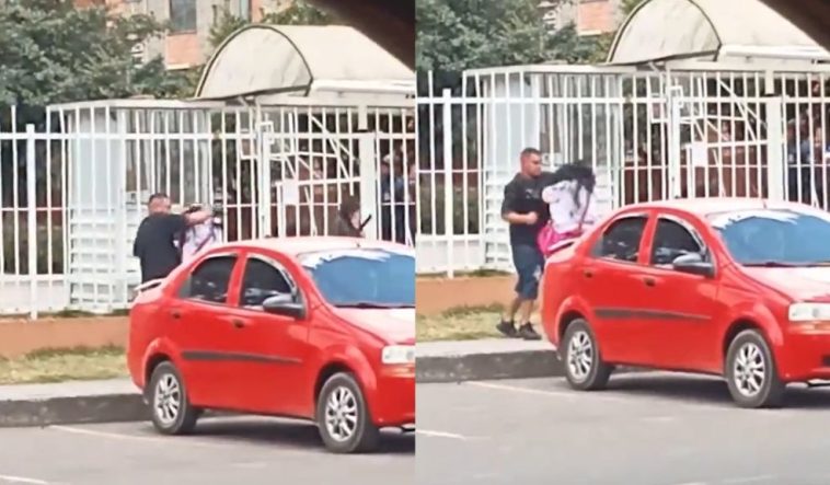 EN VIDEO: Hombre golpeó a su pareja y destruyó un carro en medio de un ataque de celos en Engativá Ante la mirada de varios estudiantes, un agresivo hombre golpeó a su pareja sentimental y destruyó el carro en el que se movilizaban, con la excusa de que ella le había sido infiel.