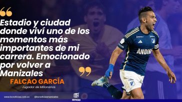 “Estadio y ciudad donde viví uno de los momentos más importantes de mi carrera. Emocionado por volver a Manizales» Falcao García