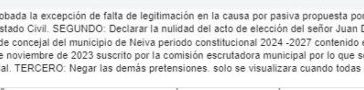 Fallo de primera instancia anula la elección del Concejal Juan Diego Amaya