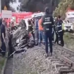 Fuerte accidente entre el Tren de la Sabana y vehículo particular en Bogotá