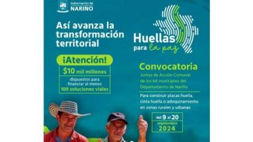 Gobernación de Nariño lanza el programa “Huellas para la Paz” con $10.000 millones para infraestructura vial