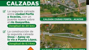 Se contempla la construcción de dos tramos de dobles calzadas en Acacías y Puerto López