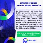 Suspensión servicio energético entre las 8:00 de la mañana y las 12:00 del día en Vanguardia