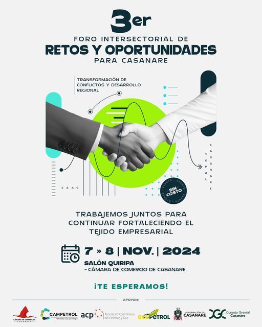 7 y 8 de noviembre: 3° Foro Intersectorial de Retos y Oportunidades para Casanare