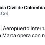 Aeropuerto de Santa Marta retoma sus actividades tras más de 10 horas de cierre 