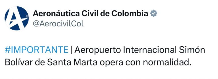 Aeropuerto de Santa Marta retoma sus actividades tras más de 10 horas de cierre 