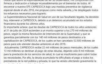 Gobernador de Casanare se pronuncia sobre la intervención de Capresoca