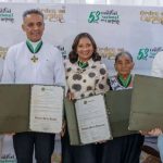 Los homenajeados en el año 2024 con la Orden del Carbón Jairo Fuentes Epieyu, Blaster Pérez Reales, Orlanis María Figueroa, Malta Carrillo Acosta, e Iván Mauricio Soto Balan.