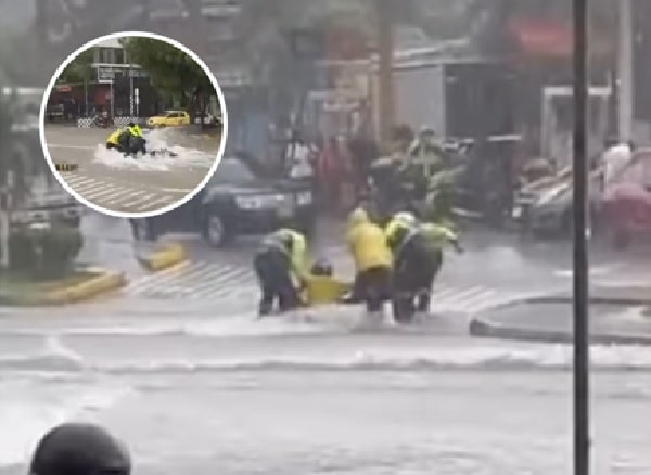 Motorizado arrastrado por arroyo en Barranquilla.