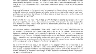 Sobresueldos pagados a empleados son ilegales dice la Contraloría municipal de Villavicencio