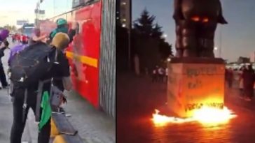 Incendian cine en el centro de Bogotá durante protestas contra la violencia hacia la mujer