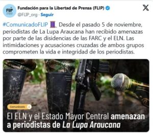 ELN intensifica violencia en Arauca: ahora amenazó a medio de comunicación