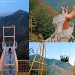 El columpio y la mano en movimiento que ahora acompañan al mirador del Puente de Cristal, cerca de Cali