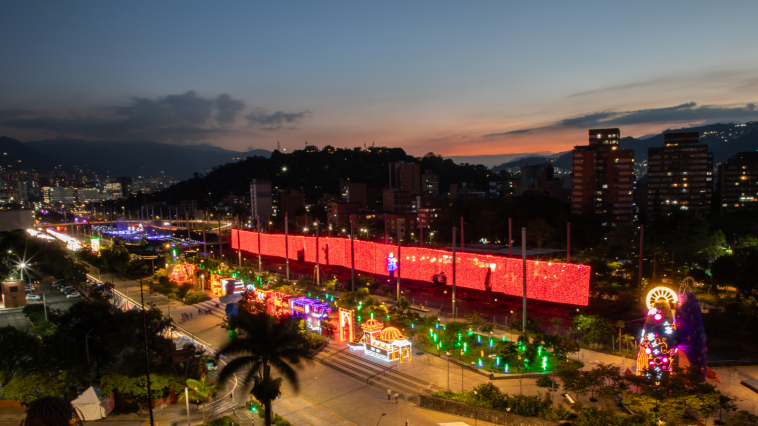 Alumbrado Navideño de Medellín desde Parques del Río. Foto: EPM