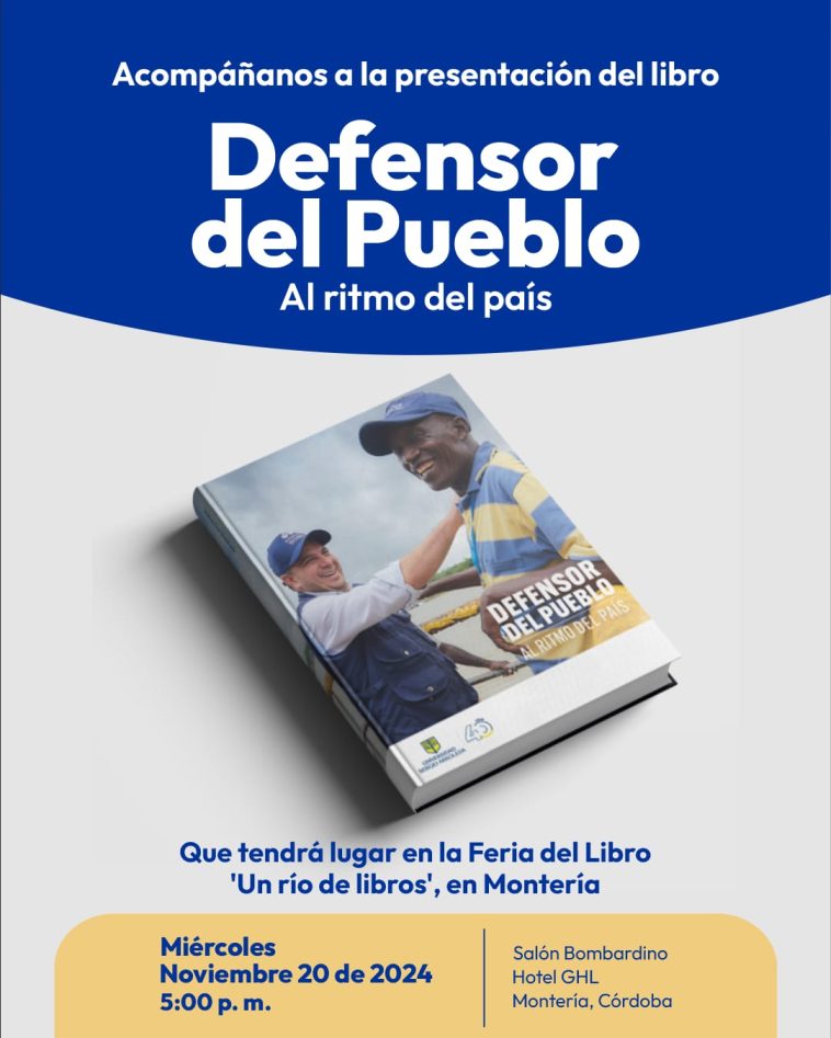 Exdefensor estará en Un Río de Libros con su obra “Defensor del Pueblo, al ritmo del país”