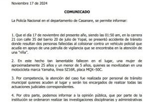 Una madre y su hijo fallecieron en accidente de tránsito en Yopal